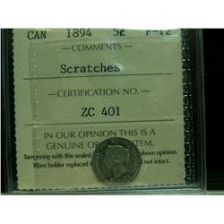 1894 5¢ ICCS F12 Scratches