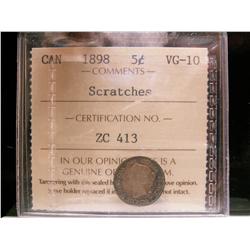 1898 5¢ ICCS VG10 Scratches