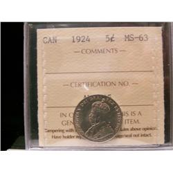 1924 5¢ ICCS MS63