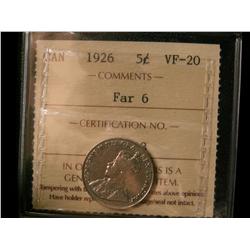 1926 5¢ Far ICCS VF20.