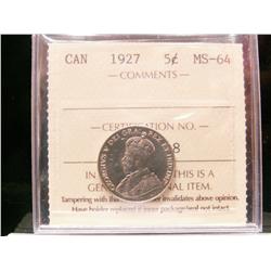 1927 5¢ ICCS MS64