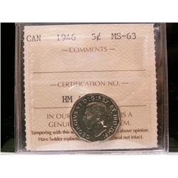 1946 5¢ ICCS MS63