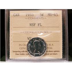 1953 5¢ NSF FL ICCS MS65