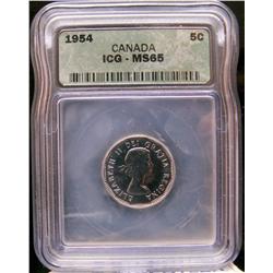 1954 5¢ ICG MS65.