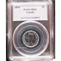 1954 5¢ PCGS MS66.  Superb fields.