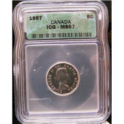 1957 5¢ ICG MS67.