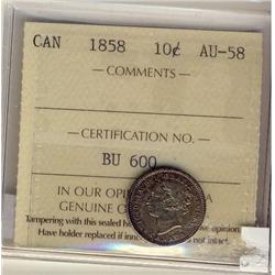 1858 10¢ ICCS AU58
