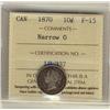 Image 1 : 1870 10¢ Narrow O ICCS F15