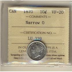 1870 10¢ Narrow ICCS VF20