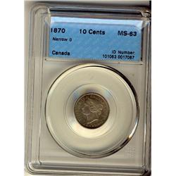 1870 10¢ Narrow O CCCS MS63