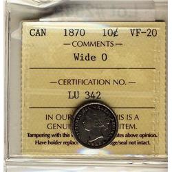 1870 10¢ Wide O ICCS VF20