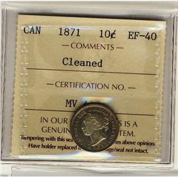 1871 10¢ ICCS EF40 Cleaned