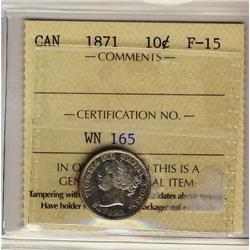 1871 10¢ ICCS F15