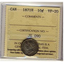 1871H 10¢ ICCS VF20