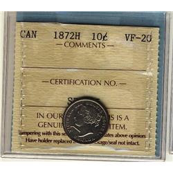 1872H 10¢ ICCS VF20