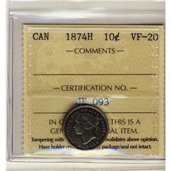 1874H 10¢ ICCS VF20