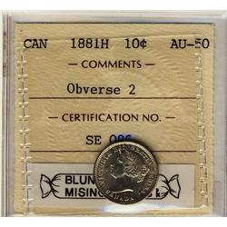 1881H 10¢ Obv 2 ICCS AU50