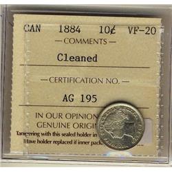 1884 10¢ ICCS VF20 Cleaned