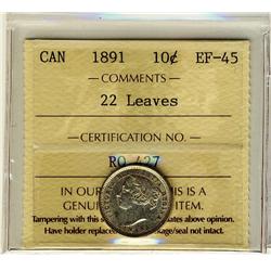 1891 10¢ 22Lvs ICCS EF45