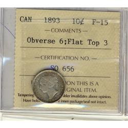 1893 10¢ Obv 6 Flat Top 3 ICCS F15