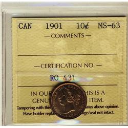 1901 10¢ ICCS MS63