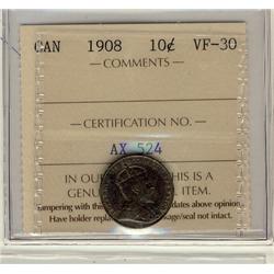 1908 10¢ ICCS VF30