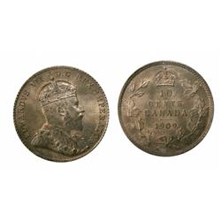 1909 Victorian leaves" 10¢ ICCS MS66 PQ+.  THE FINEST KNOWN!  Superb toning over full underlying lus