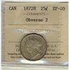 Image 1 : 1872H 25¢ Obv 2 ICCS EF40