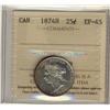 Image 1 : 1874H 25¢ ICCS EF45