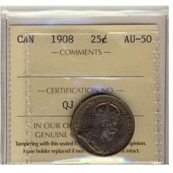 1908 25¢ ICCS AU50