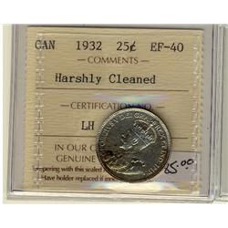 1932 25¢ ICCS EF40 Harshly Cleaned