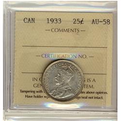 1933 25¢ ICCS AU58