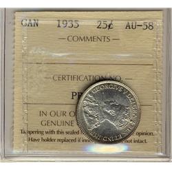 1935 25¢ ICCS AU58