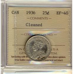 1936 25¢ ICCS EF40 Cleaned