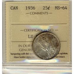 1936 25¢ ICCS MS64