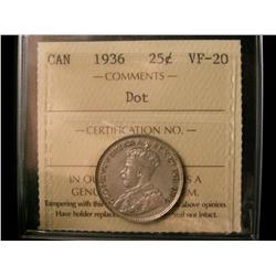 1936 25¢ Dot VF20.