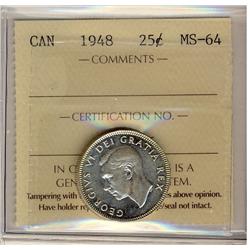 1948 25¢ ICCS MS64