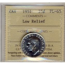 1951 25¢ Low Relief ICCS PL65