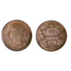 1870 50¢ LCW ICCS AU58. PQ for grade, quite attractive.