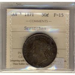 1871 50¢ ICCS F15 Scratches