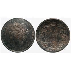 1888 50¢ Obv. 3 ICCS AU55.  Intense green and blueish toning with underlying lustre and strong detai