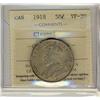 Image 1 : 1918 50¢ ICCS VF20 Cleaned