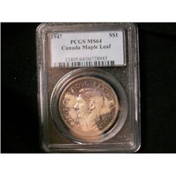 1947 $1 ML PCGS MS64.  Superb tone and eye appeal.