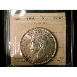 1950 $1 ICCS MS65. Brilliant