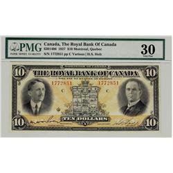The Royal Bank of Canada 1927 $10 #1772851 CH-630-14-06.  Solid PMG VF30.