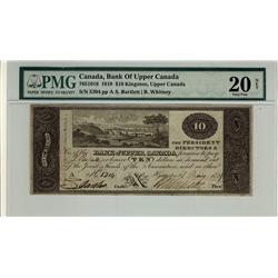 The Bank of Upper Canada, 1819 $10 #5204, CH-765-10-16, PMG VF20 NET Tear Repair. Tied for finest.