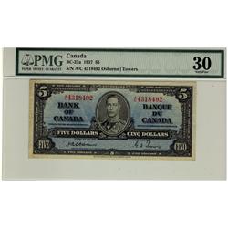 1937 $5 BC-23a Osborne #AC4318492, PMG VF30.