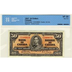 1937 $50 BC-26b #B/H2489659 CCCS VF30