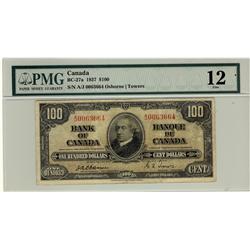 1937 $100 BC-27a /AJ0063664 PMG F12, an affordable example.