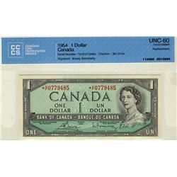 1954 $1 BC-37cA *H/F0779485 CCCS UNC60. Another better replacement.